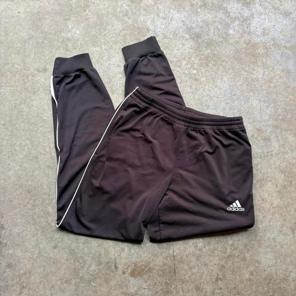 Vintage Y2K Adidas black track pants with white stripes   Mens Size small